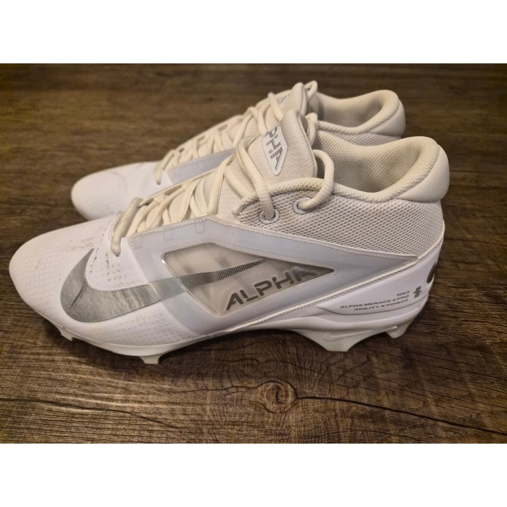 Nike Alpha Menace 4 Pro White Silver Football Cleats Mens 12